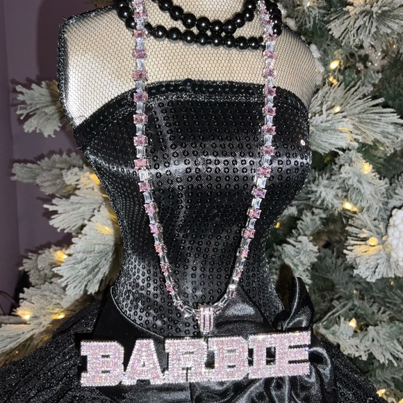 Barbie CZ Necklace Pink Pendant Pink Necklace Pendant - Picture 4 of 10